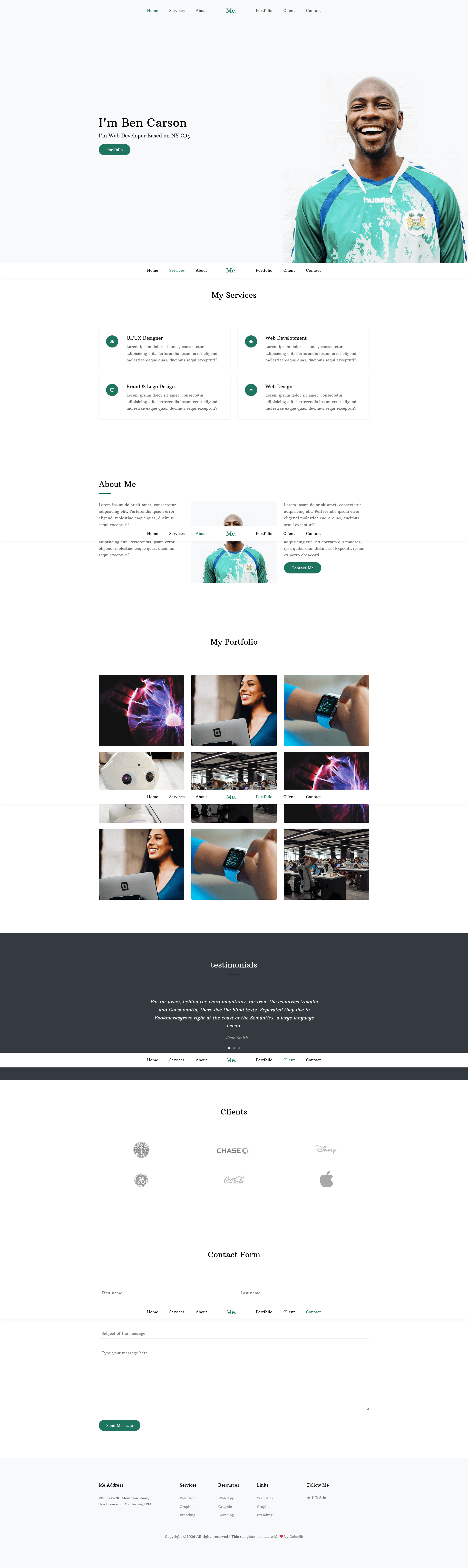 screenshot of Me – Free Bootstrap 4 HTML5 Personal Portfolio Website Template on template0.com