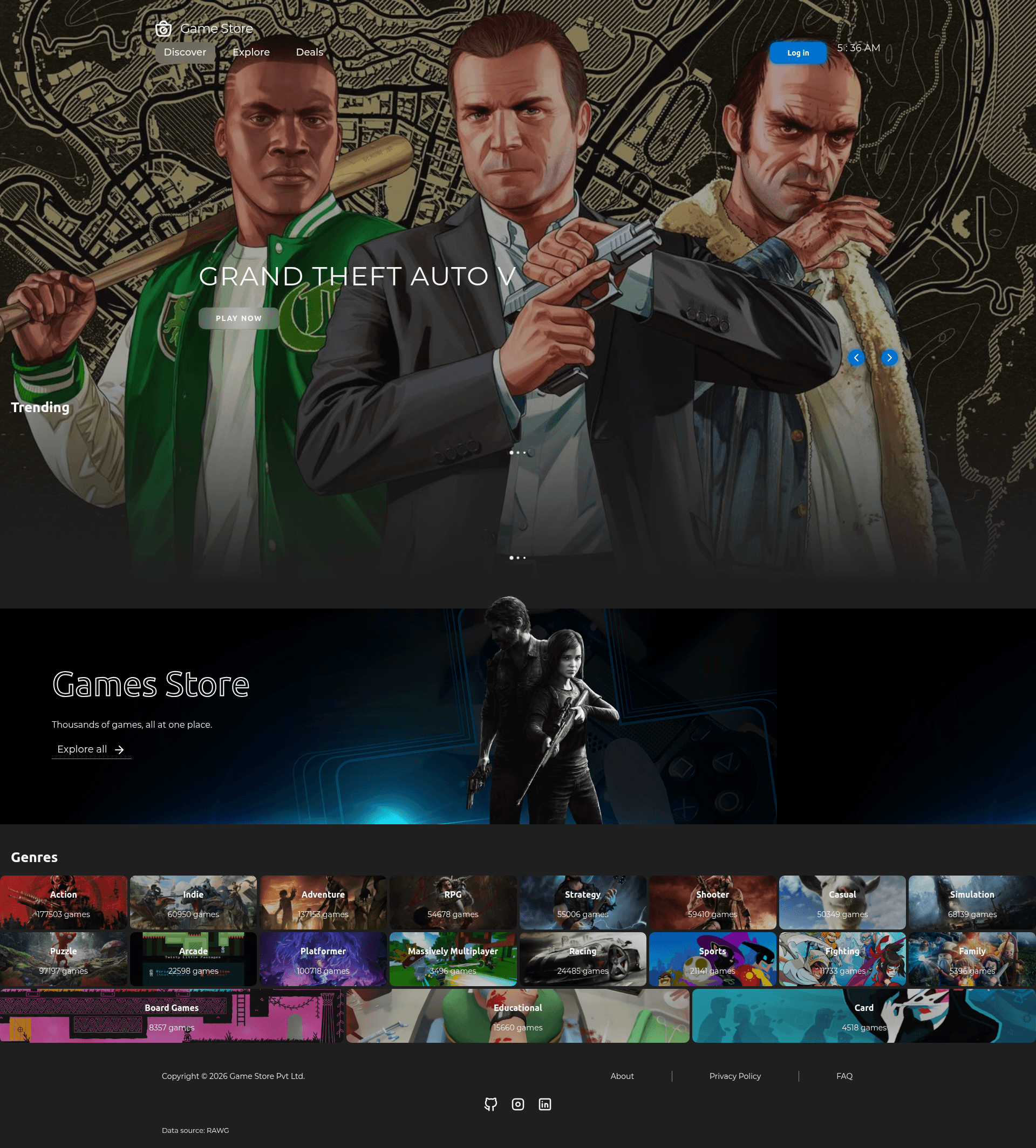 screenshot of GameStore on template0.com