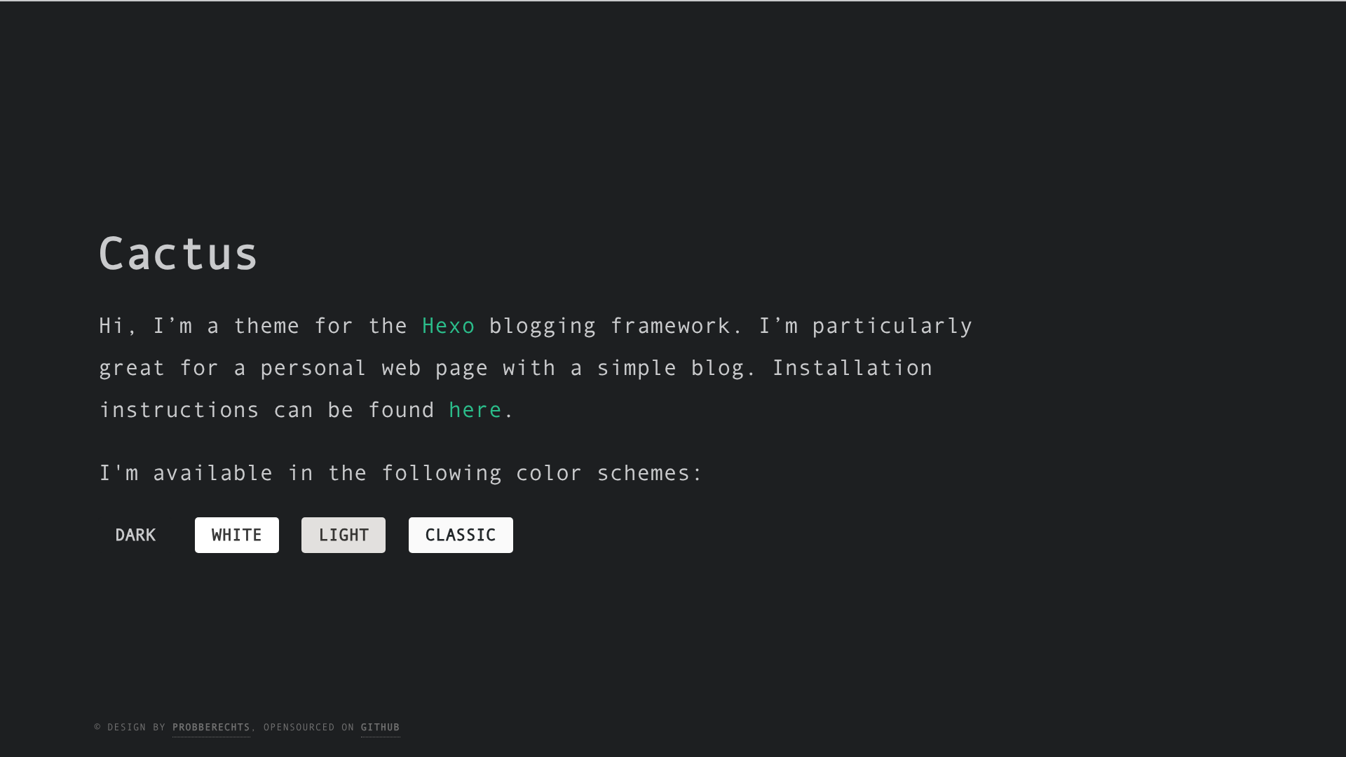 screenshot of Hexo Theme Cactus on template0.com