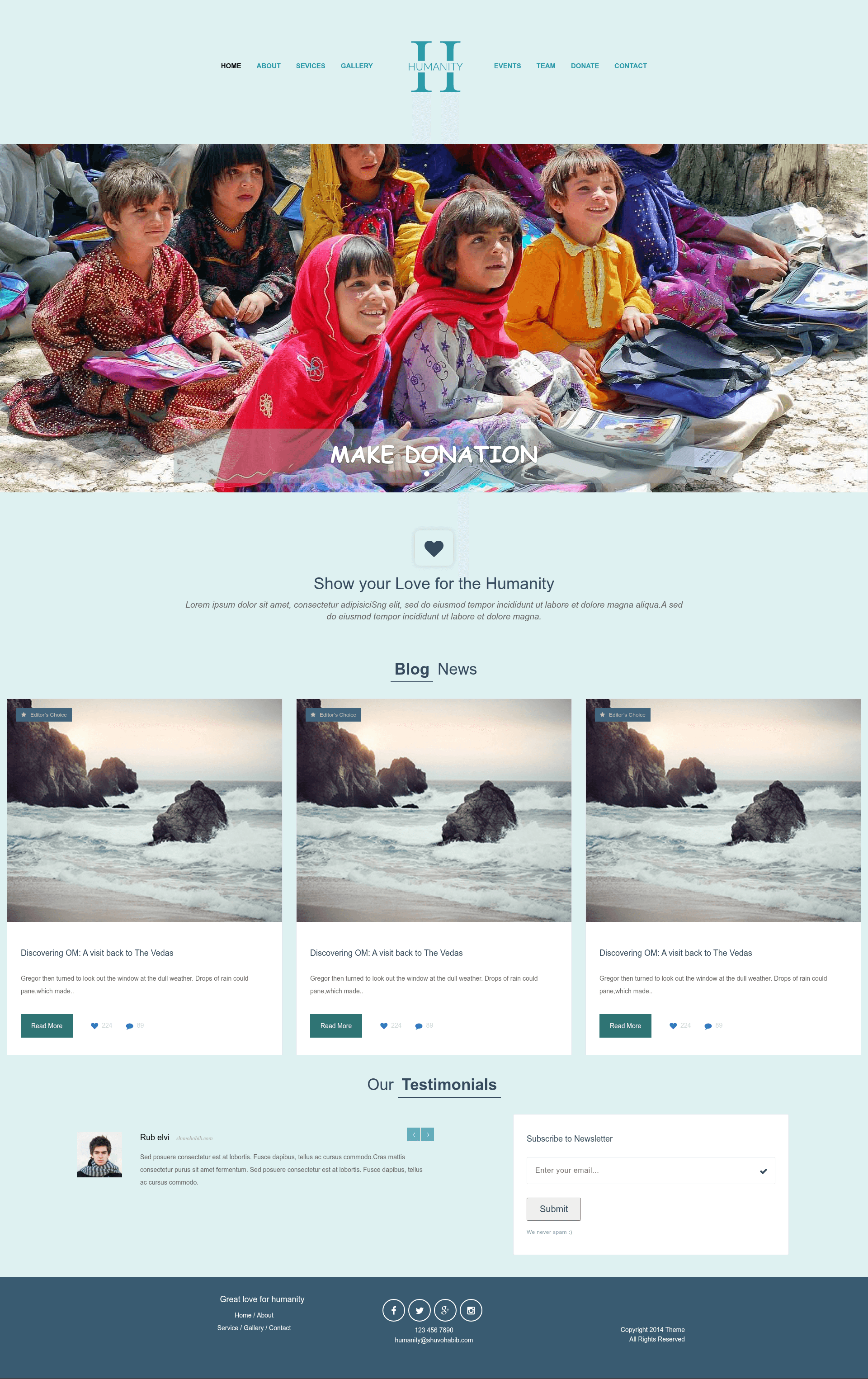 screenshot of Humanity – Non Profit Charity Website Bootstrap Template on template0.com