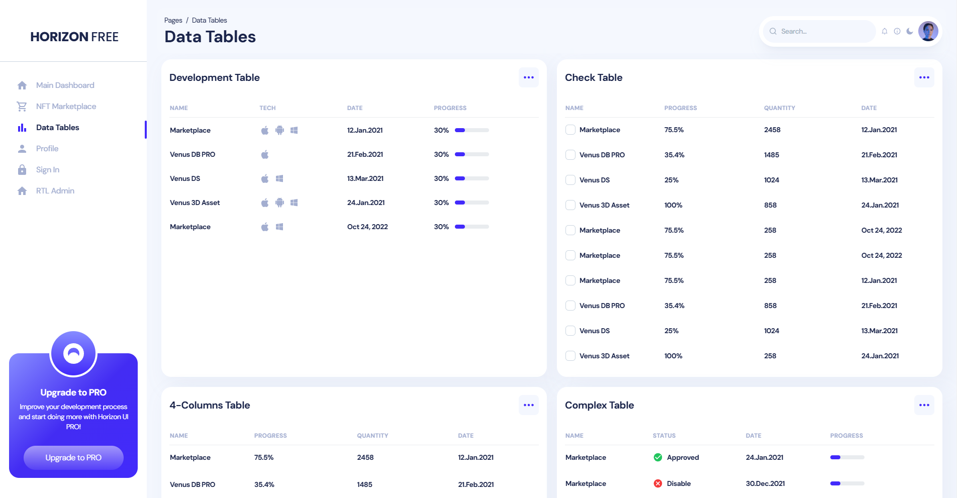 Image for Horizon UI Tailwind(dashboard react template) on template0.com