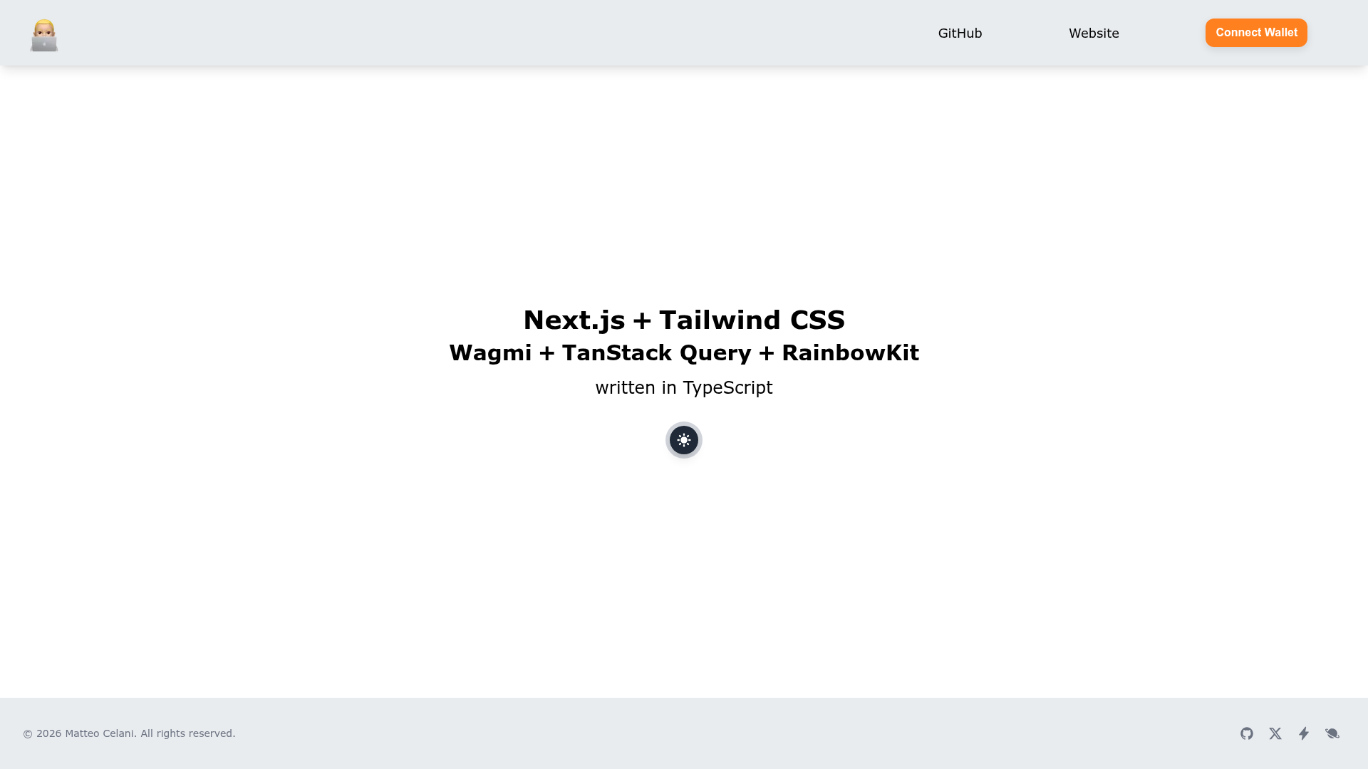 screenshot of Next.js dApp Template on template0.com
