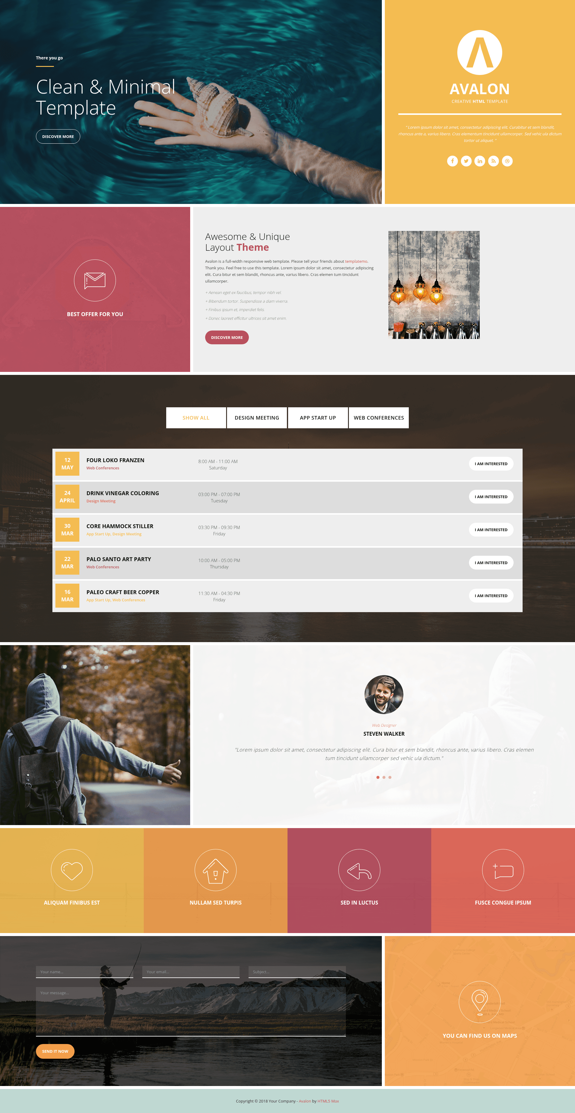 screenshot of Avalon – Free Bootstrap Event Website Template on template0.com