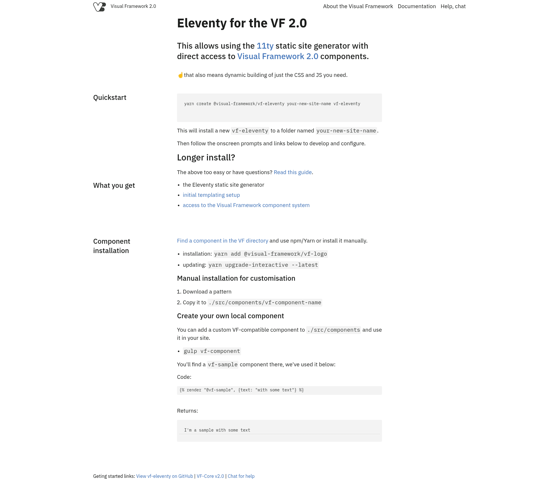 screenshot of VF Eleventy on template0.com