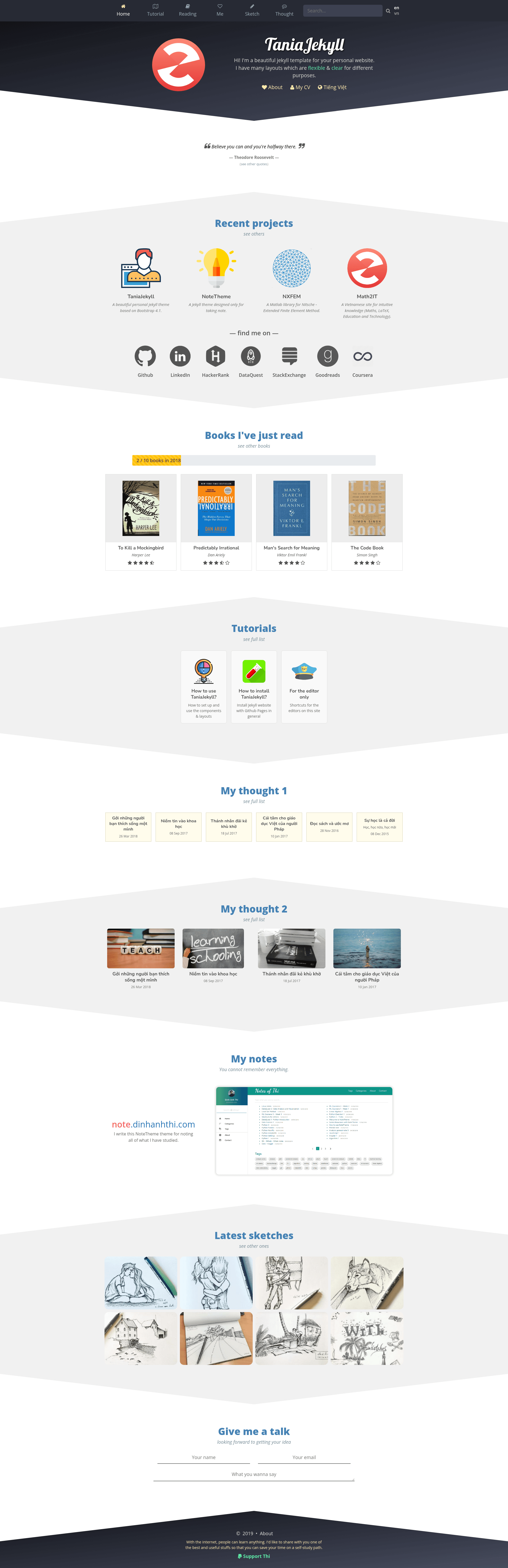 screenshot of TaniaJekyll on template0.com