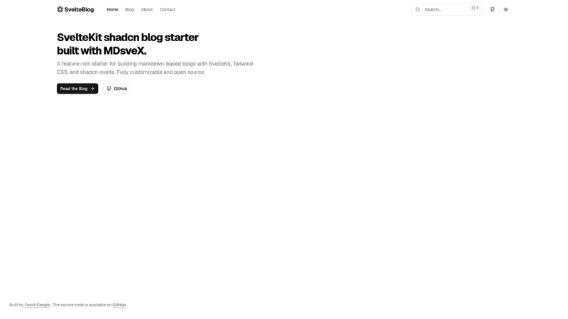 Image for SvelteKit Shadcn Blog Starter on template0.com