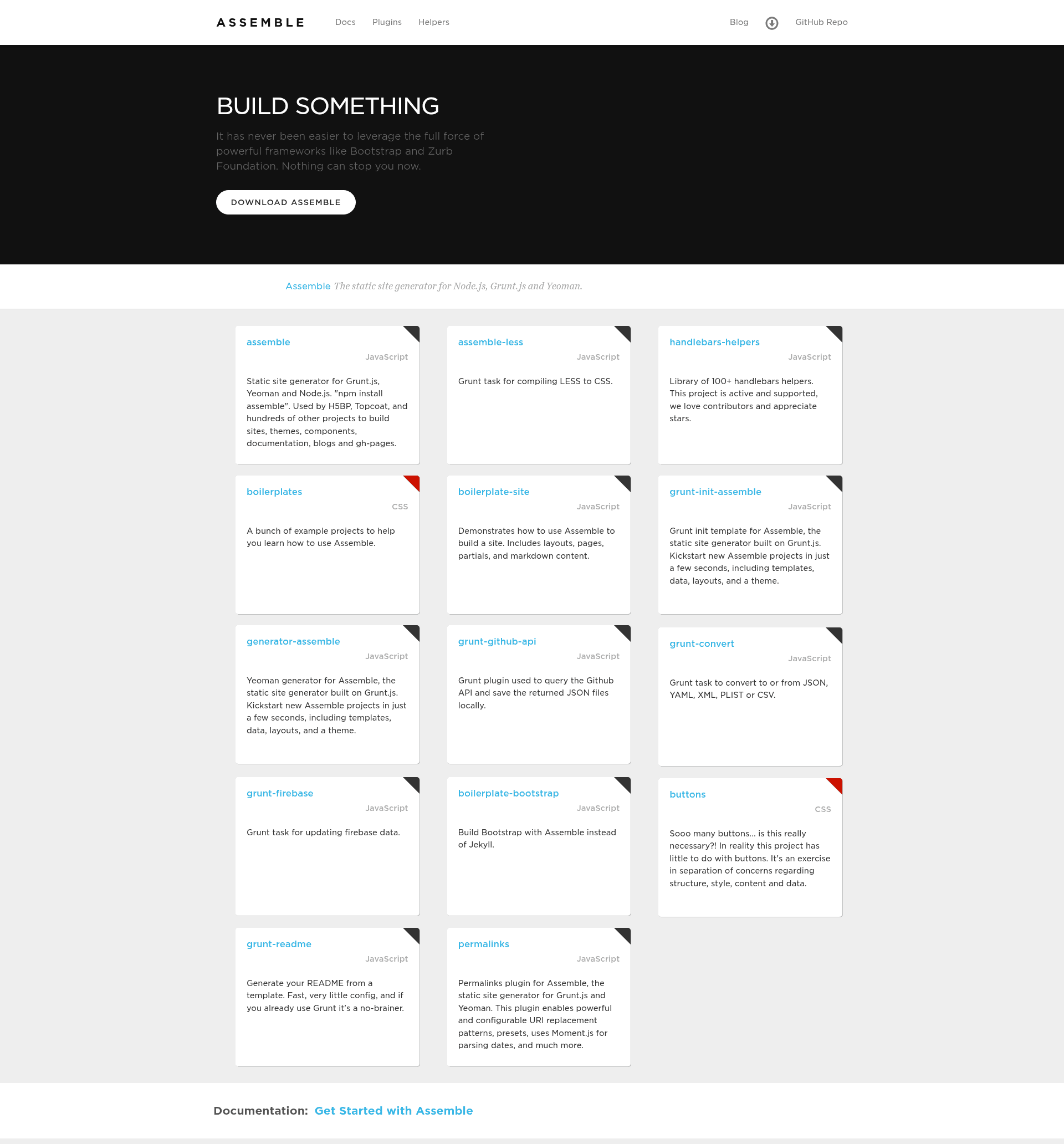 screenshot of Grunt Assemble on template0.com