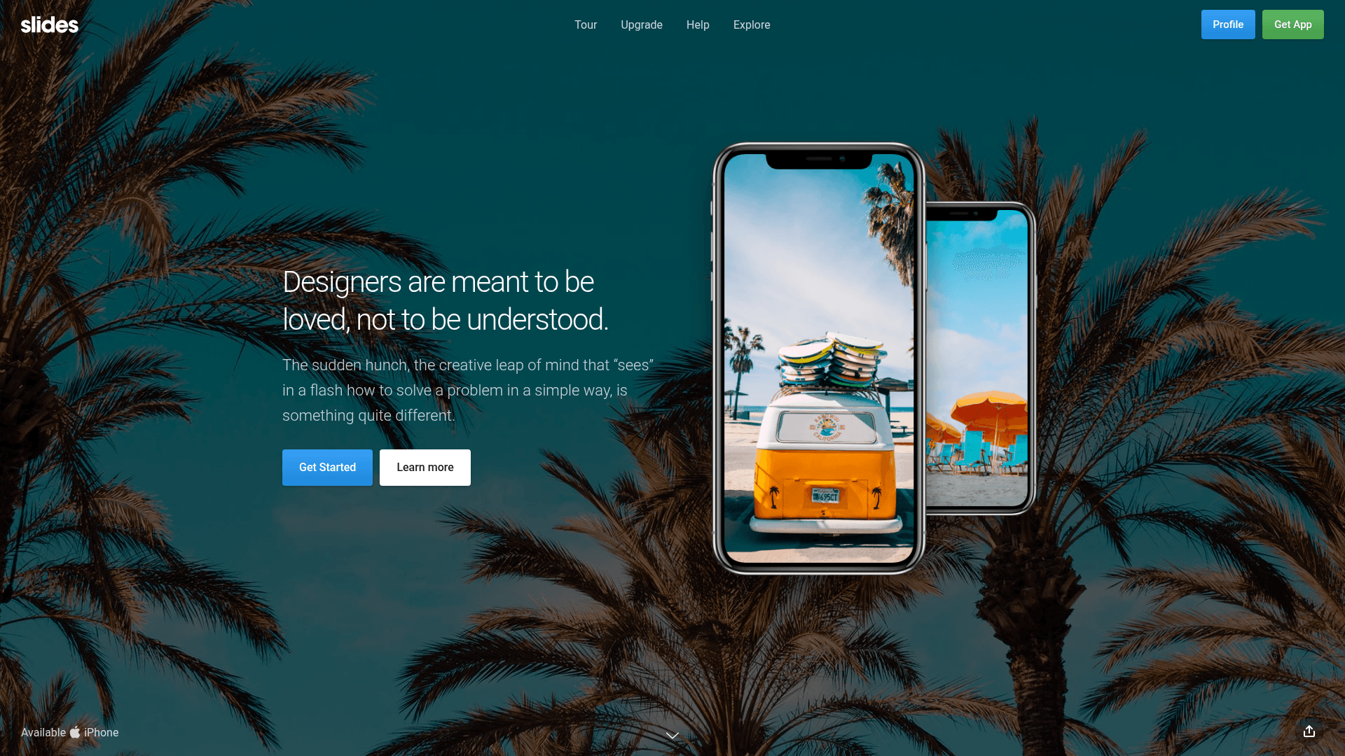 screenshot of Slides - Horizontal Scroll Landing Page on template0.com