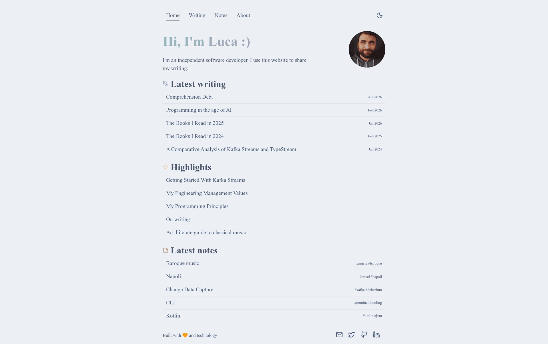 screenshot of Lucapette.github.com on template0.com