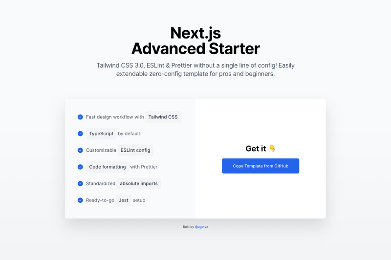 Image for Next.js Advanced Starter on template0.com Image for Next.js Advanced Starter on template0.com