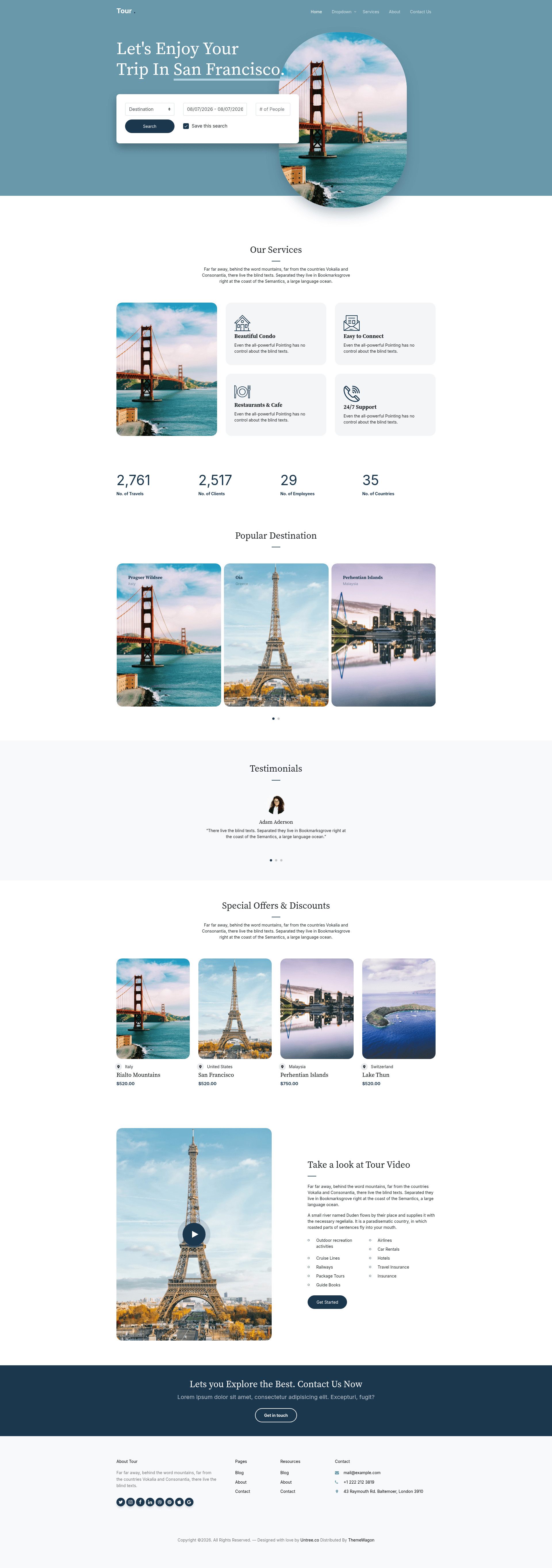 screenshot of Tour - Free Bootstrap 5 Travel Agency Website Template on template0.com