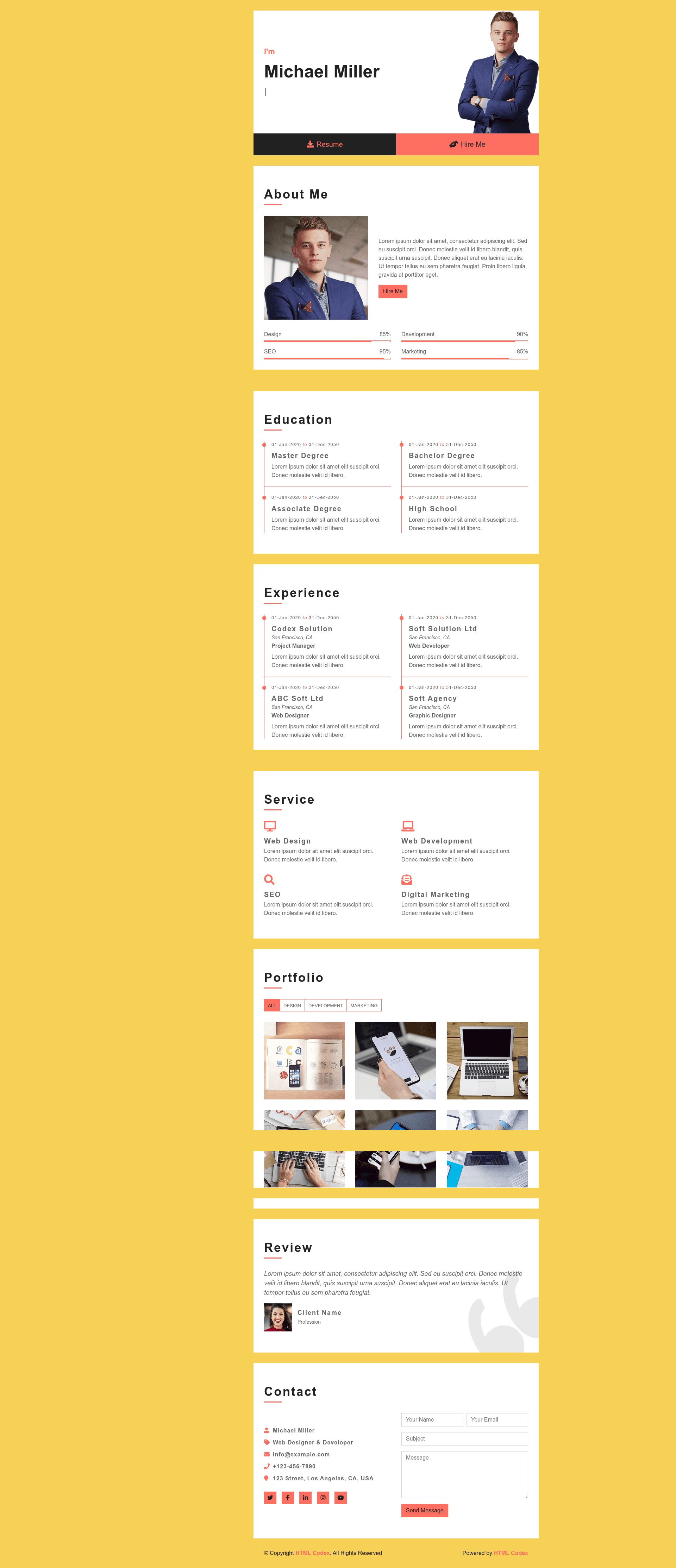 screenshot of Resume on template0.com
