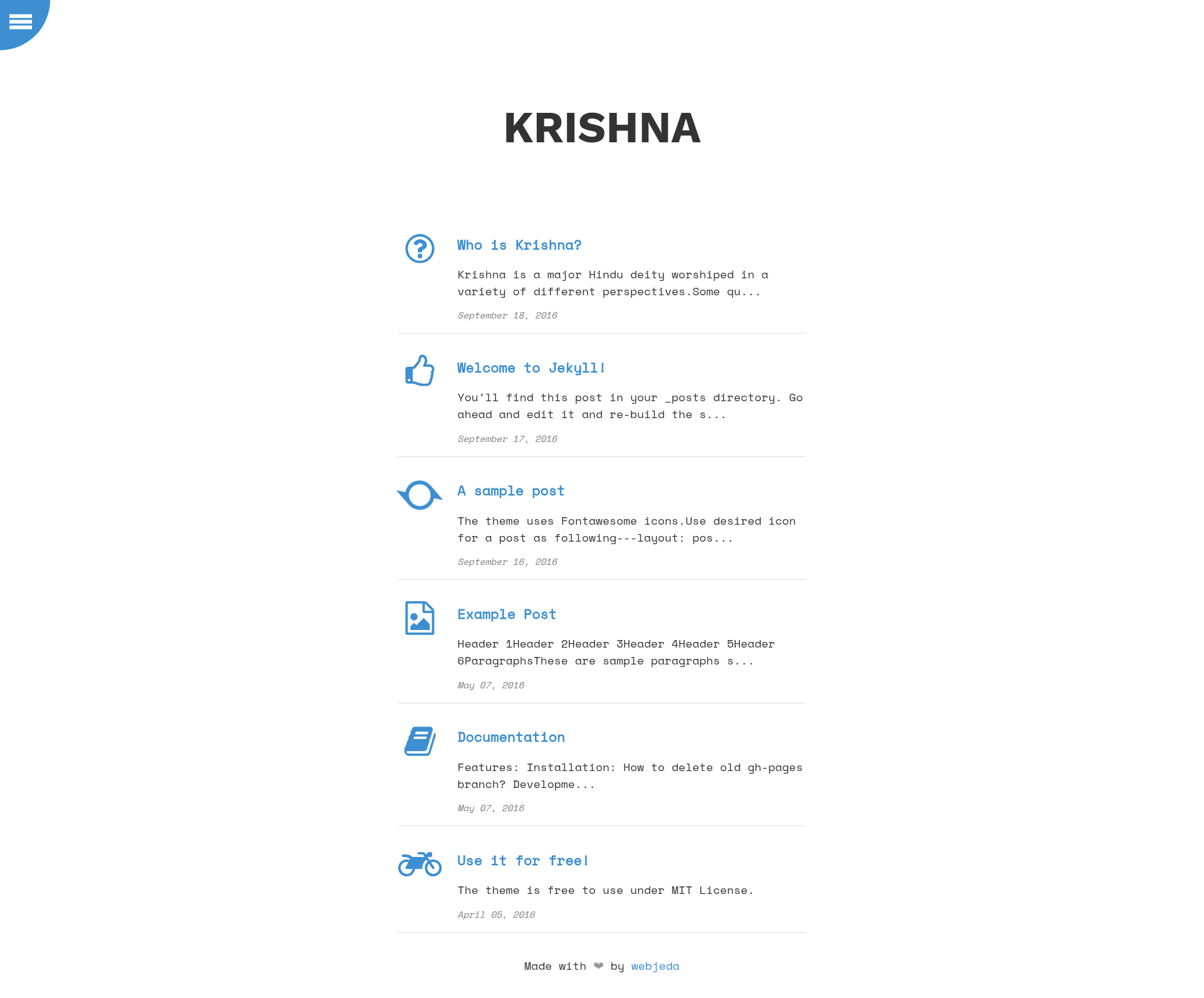 screenshot of Krishna on template0.com