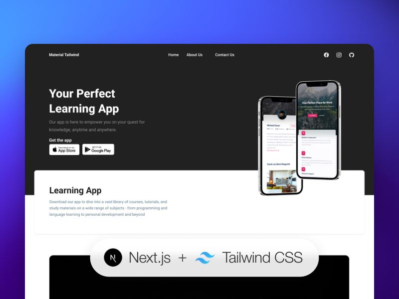 Image for NextJS Tailwind App Presentation Page on template0.com