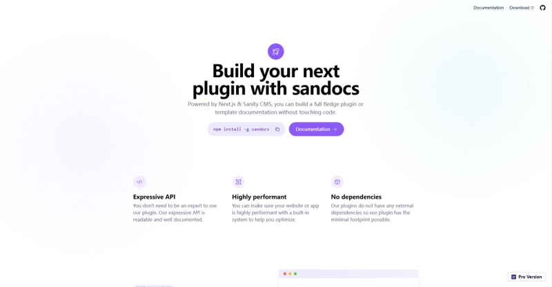 Image for Sandocs(documentation nextjs template) on template0.com