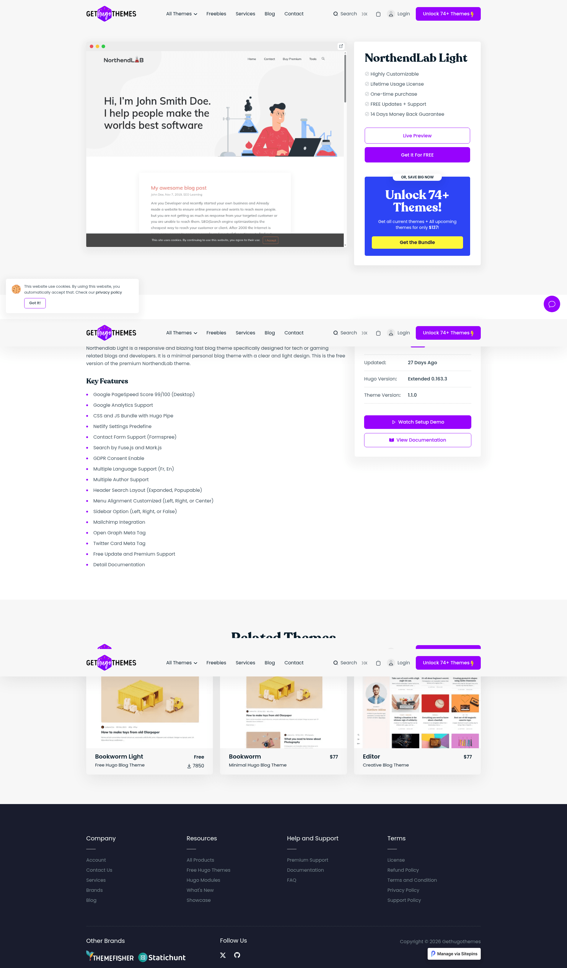 screenshot of Northendlab Light on template0.com