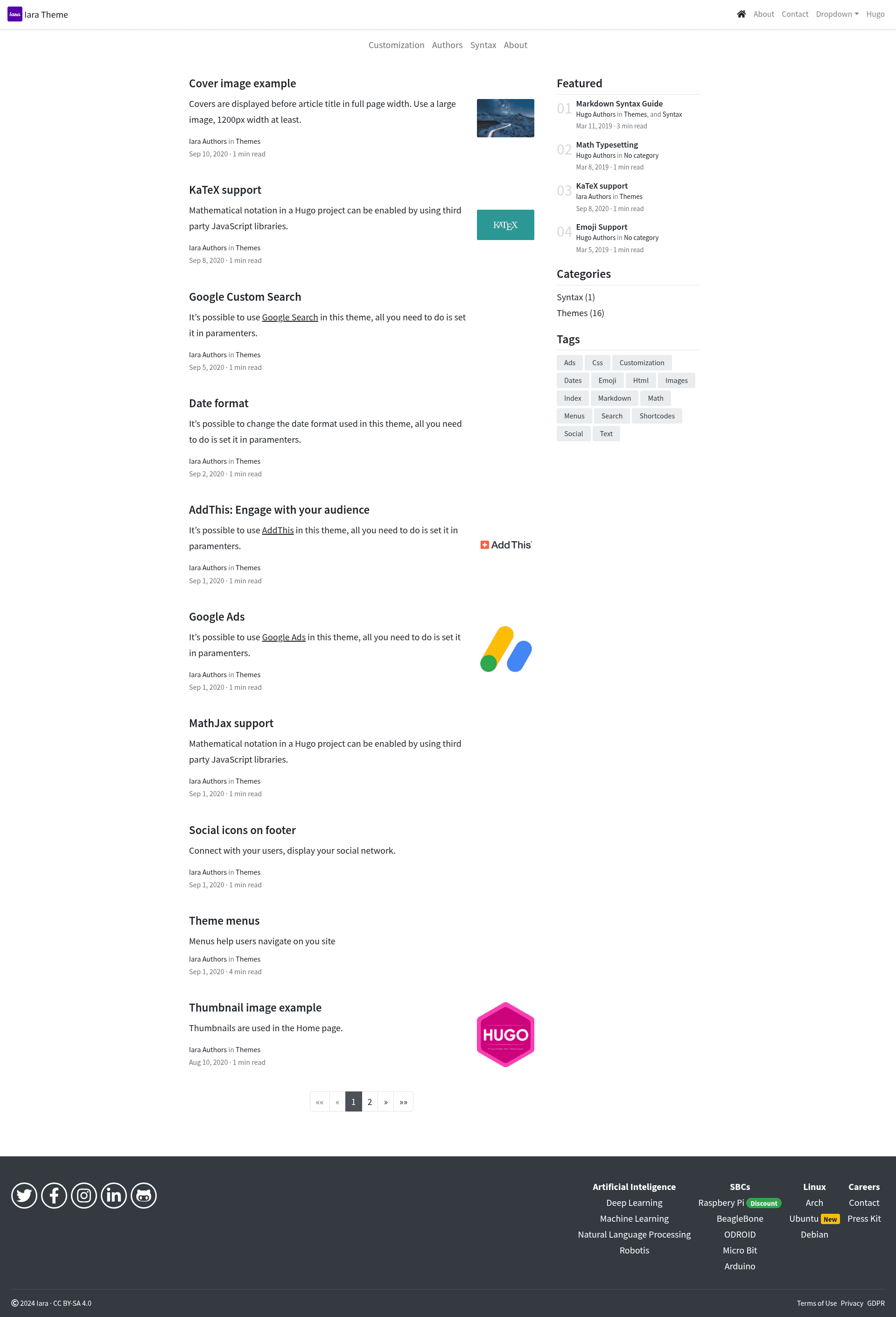 screenshot of Iara on template0.com