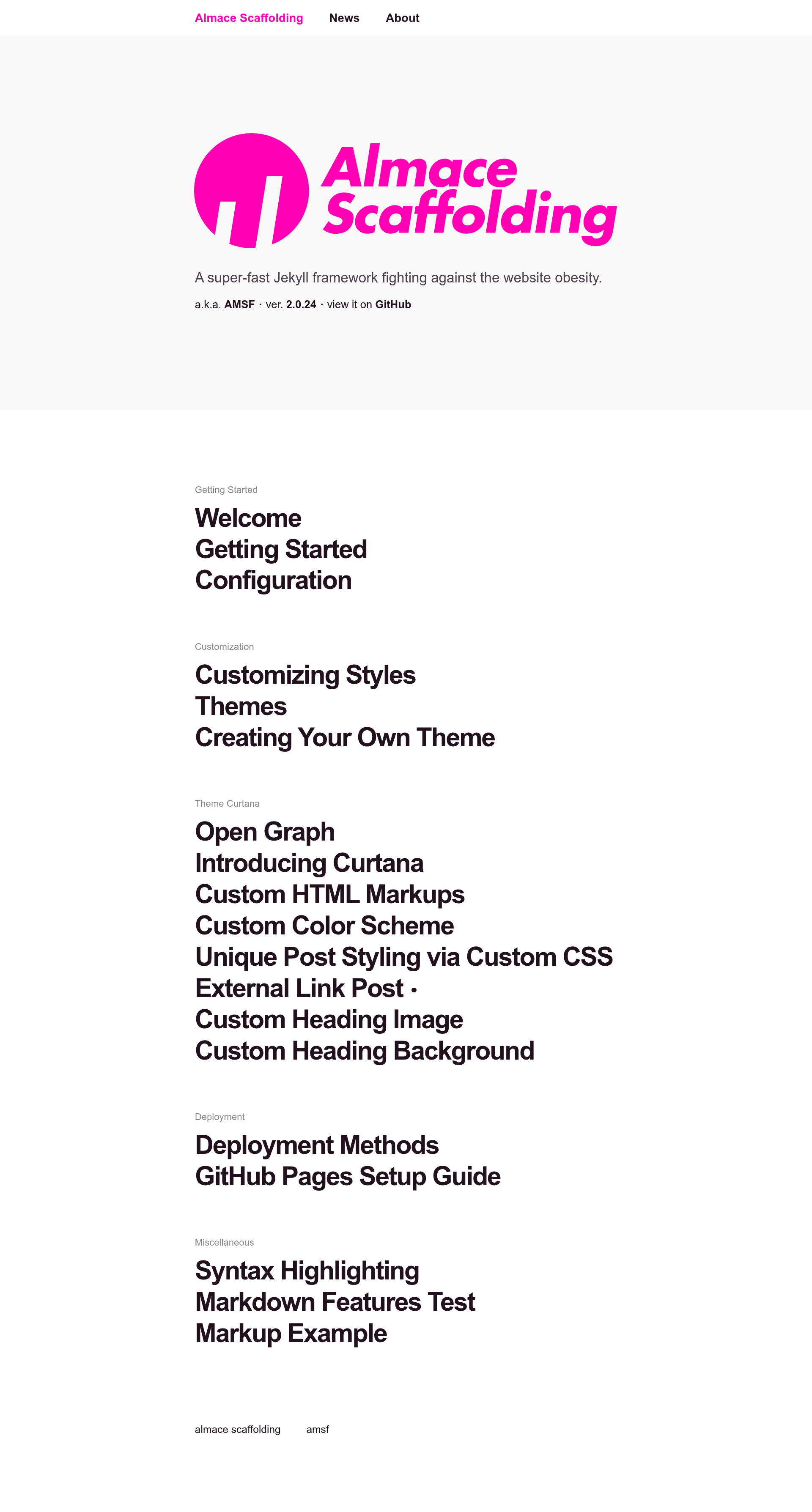 screenshot of Almace Scaffolding on template0.com
