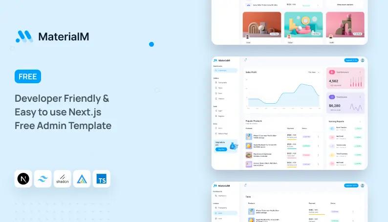 MaterialM Free Next.js Admin Template preview