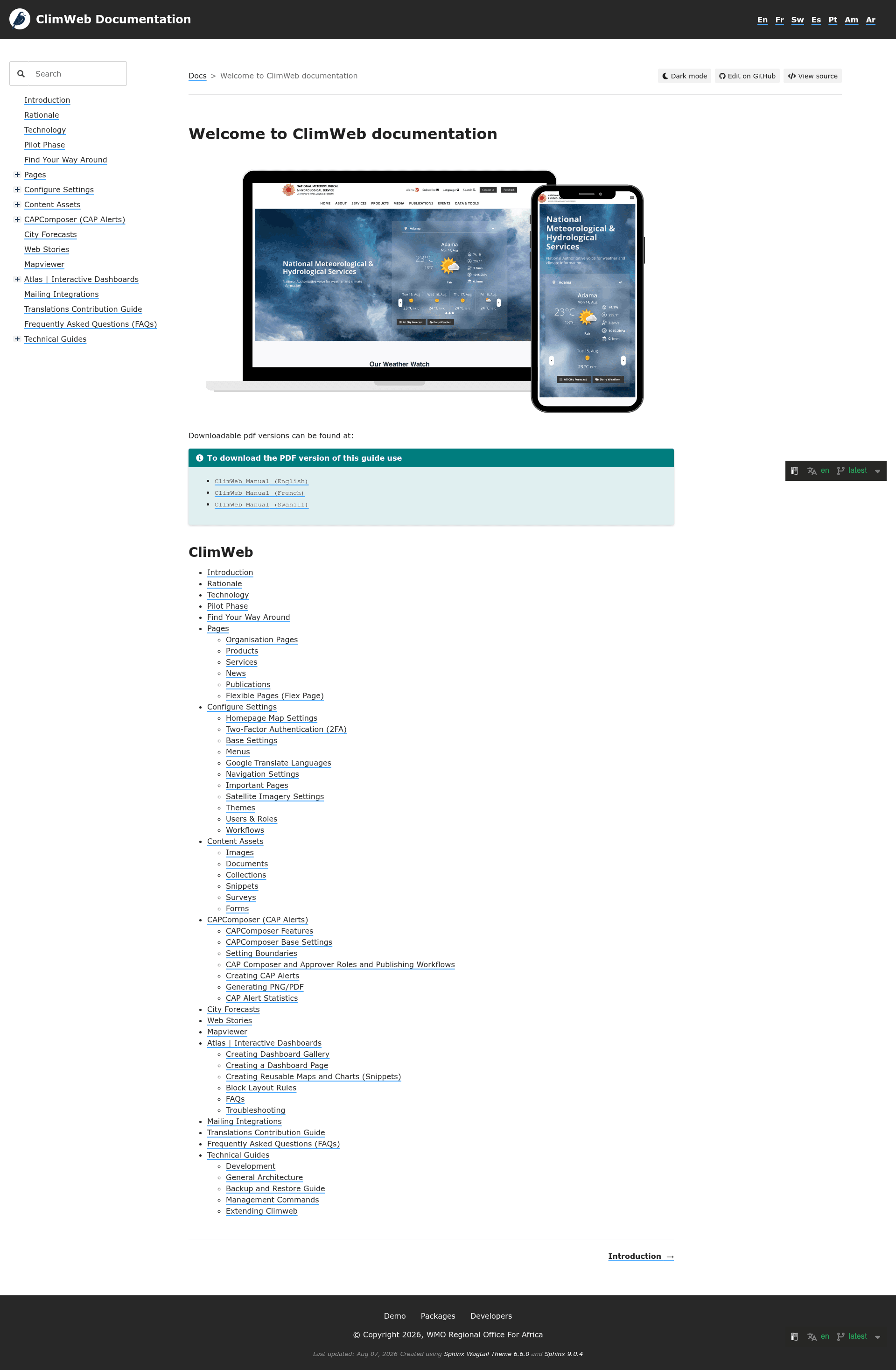 screenshot of ClimWeb on template0.com
