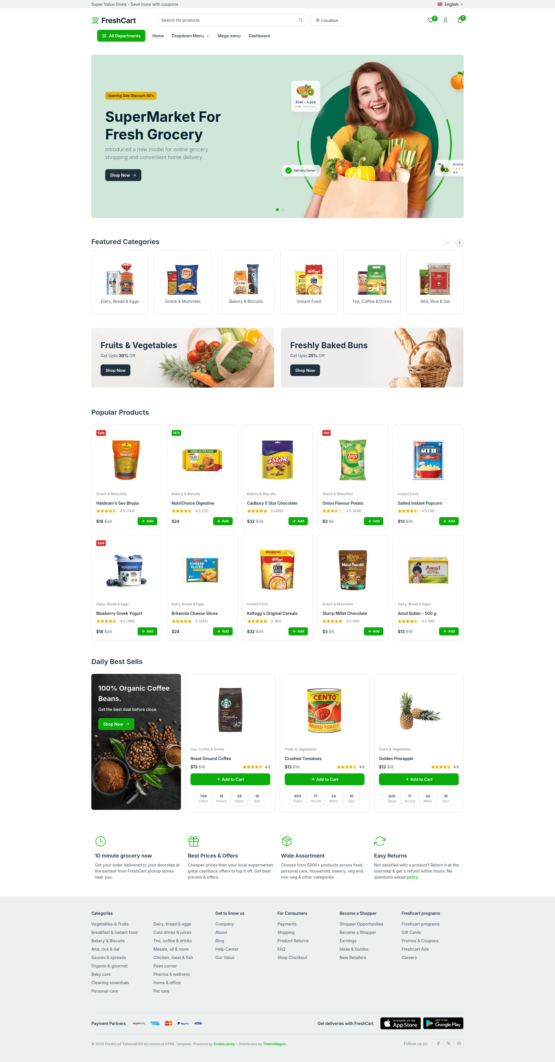 screenshot of FreshCart on template0.com