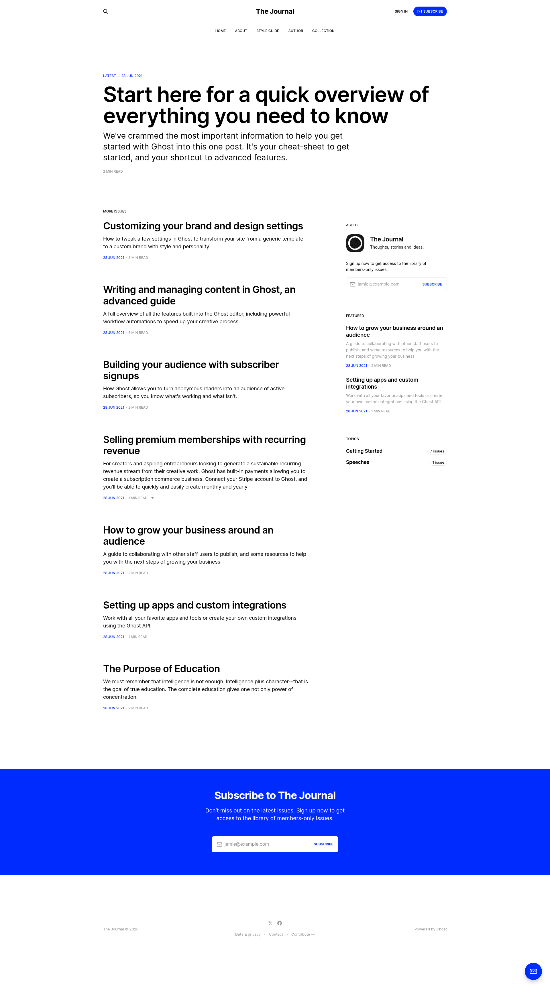 screenshot of Journal on template0.com