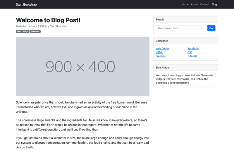 Image for Start Bootstrap - Blog Post on template0.com Image for Start Bootstrap - Blog Post on template0.com
