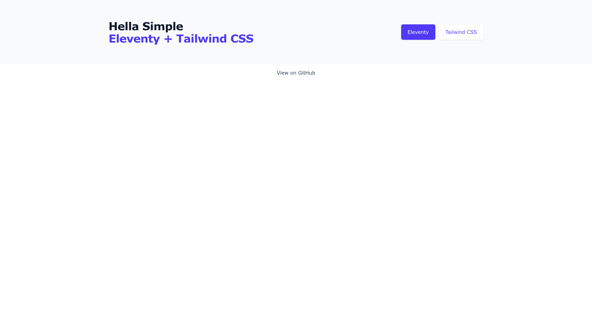 screenshot of Hella Simple Eleventy + Tailwind CSS Starter on template0.com