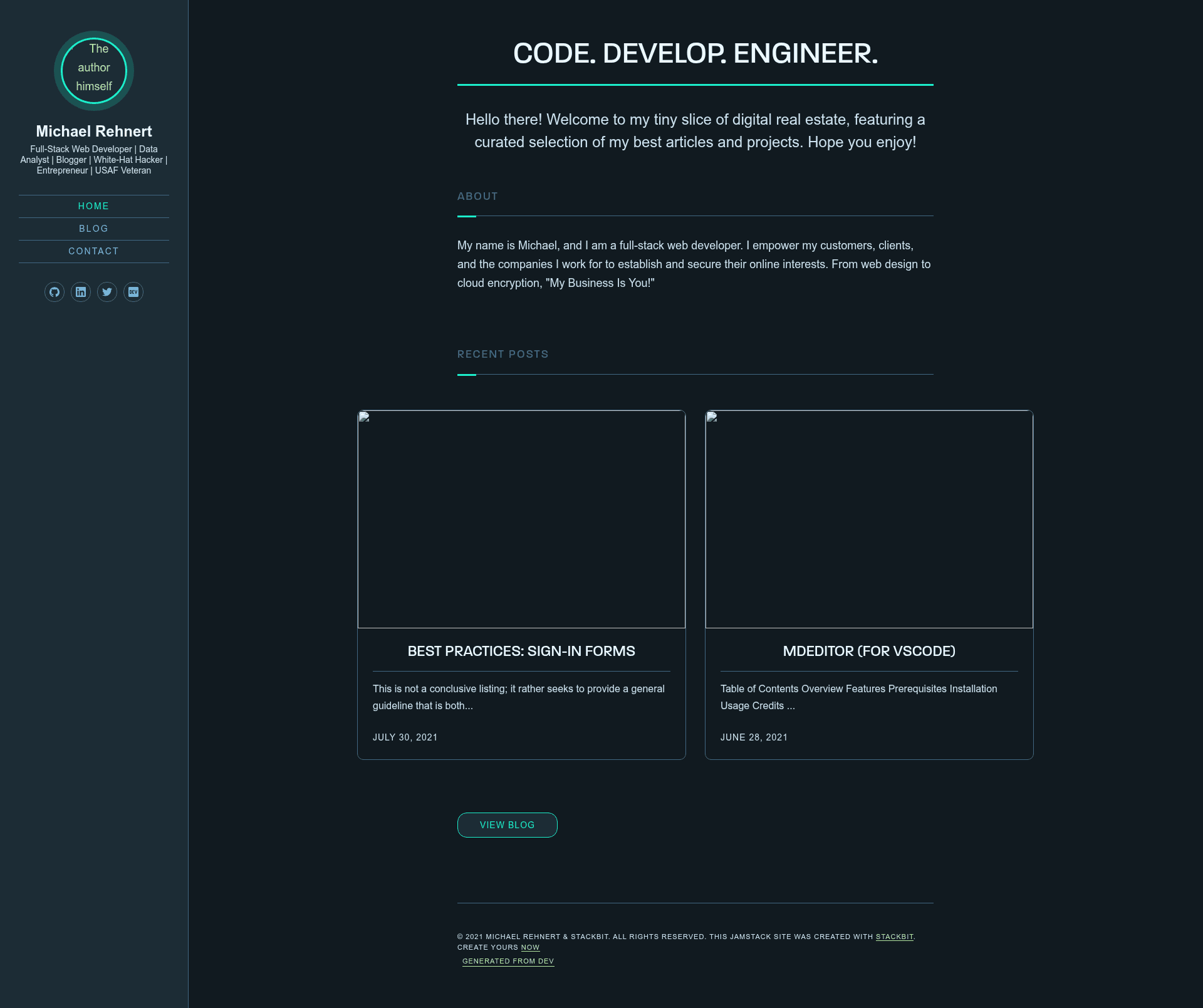 screenshot of my-dev-jamstack on template0.com