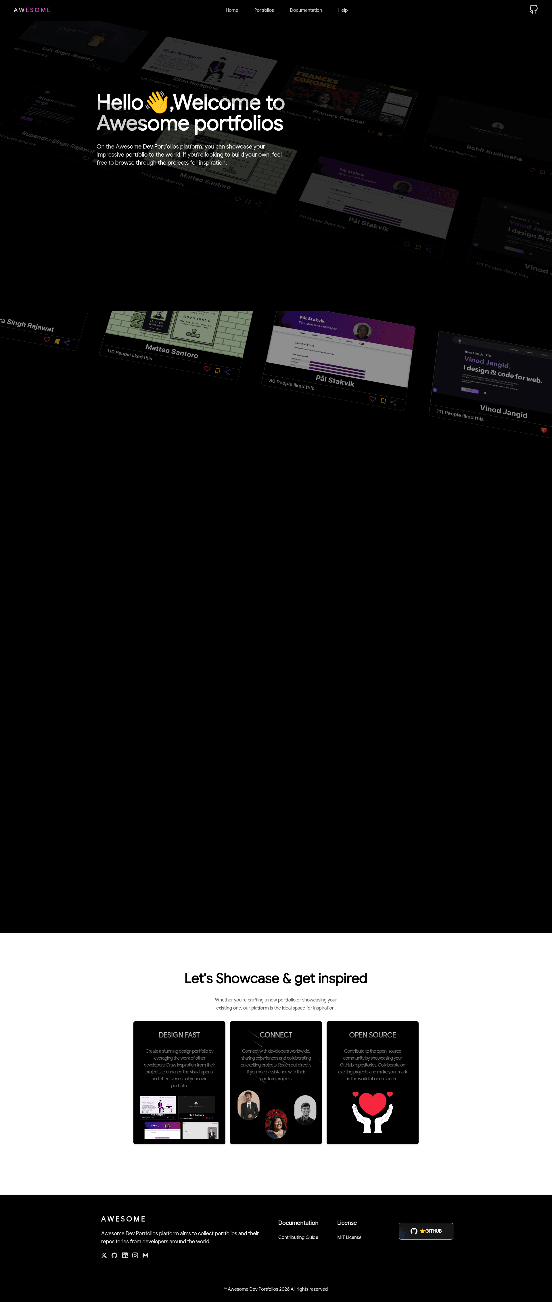 screenshot of Awesome Dev Portfolios on template0.com