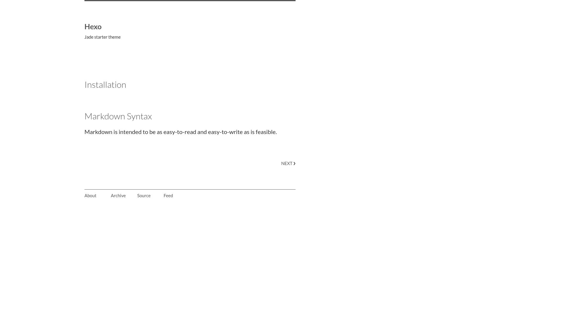 screenshot of Hexo Jade Starter on template0.com