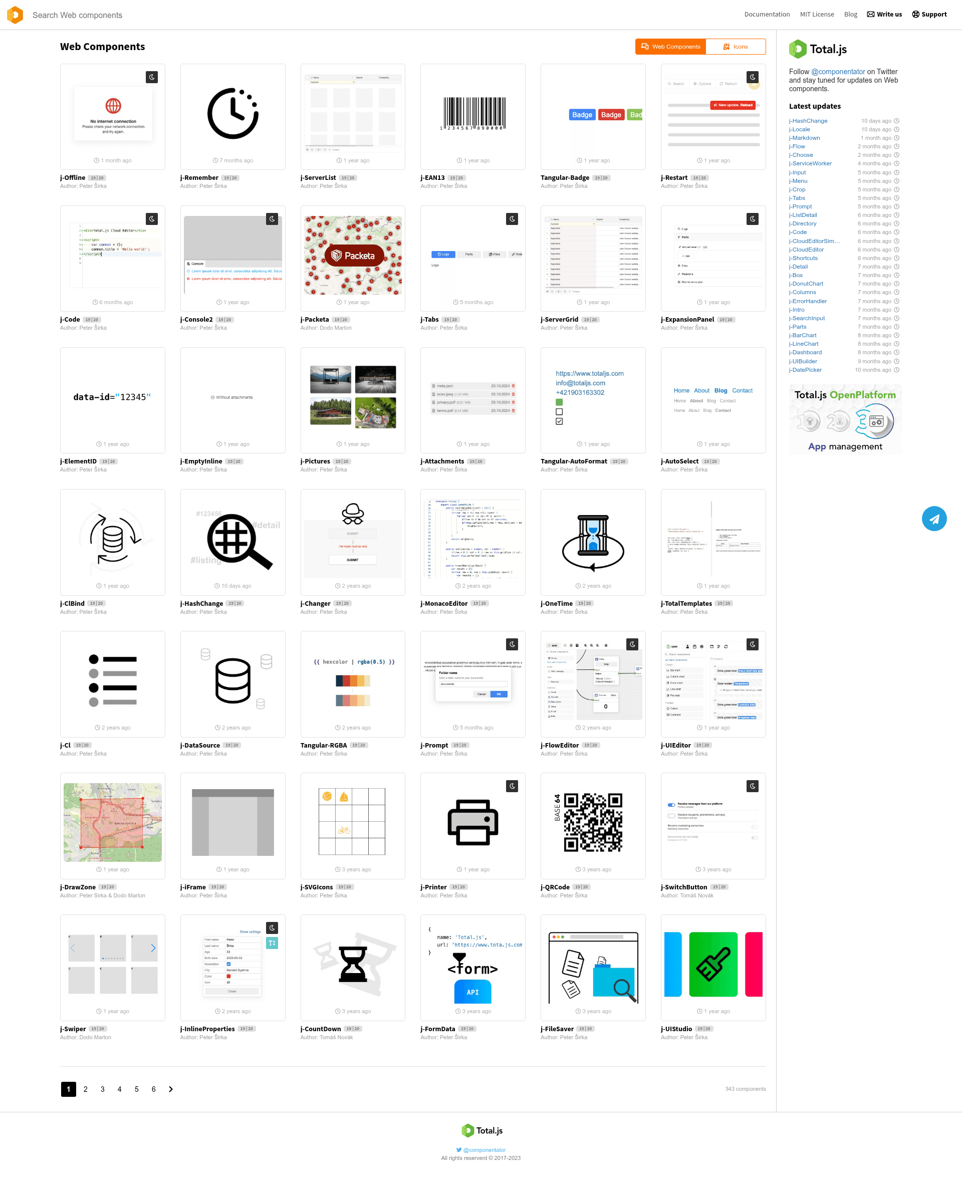 screenshot of Total.js UI on template0.com