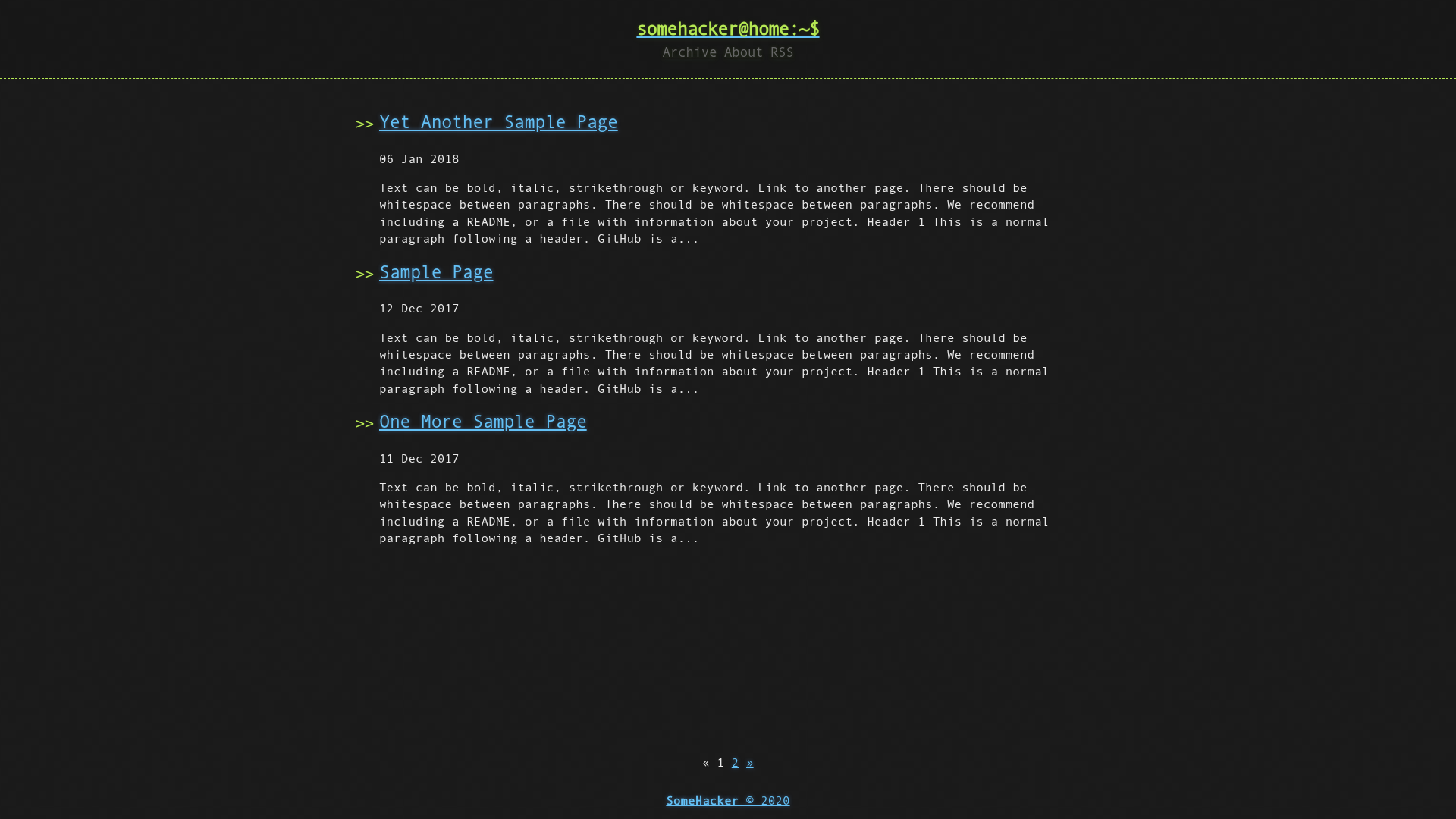 screenshot of Hacker-Blog on template0.com