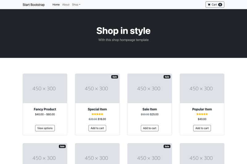 Image for Start Bootstrap Shop Homepage on template0.com