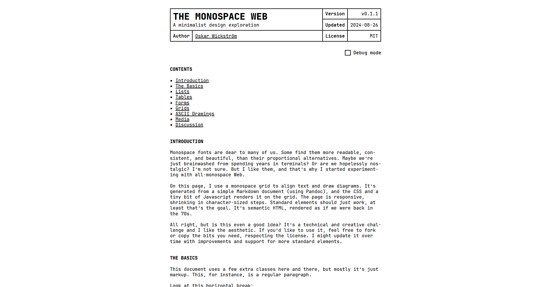 The Monospace Web preview