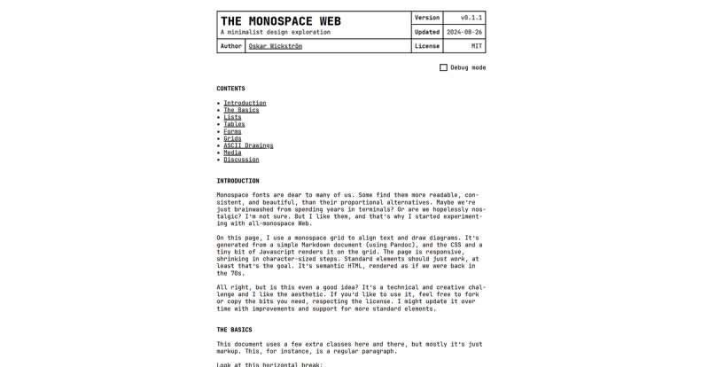 Image for The Monospace Web(html template) on template0.com