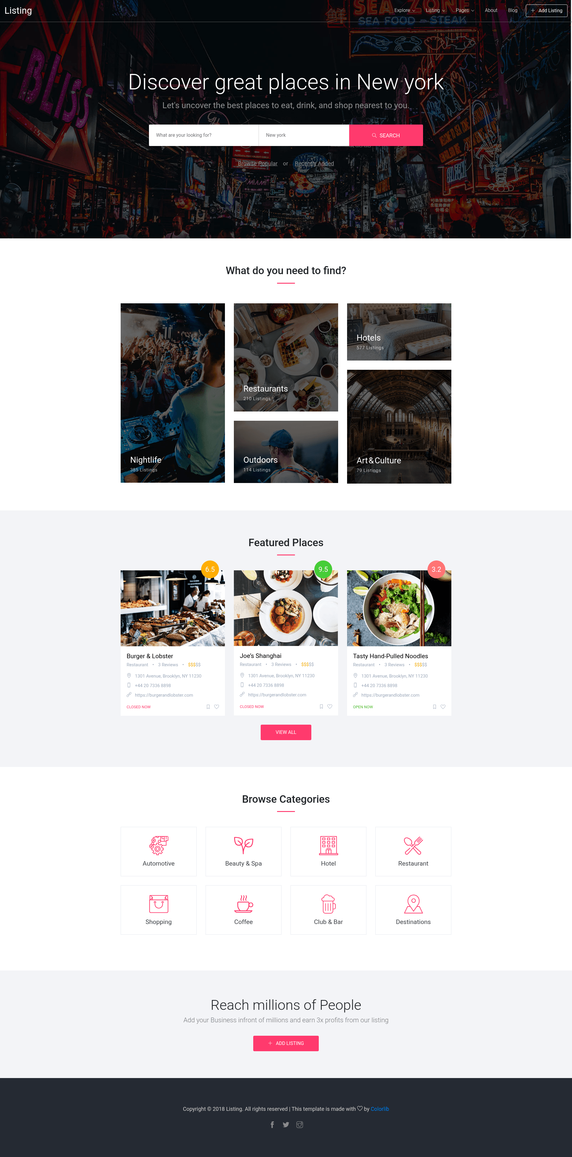 screenshot of Listing on template0.com
