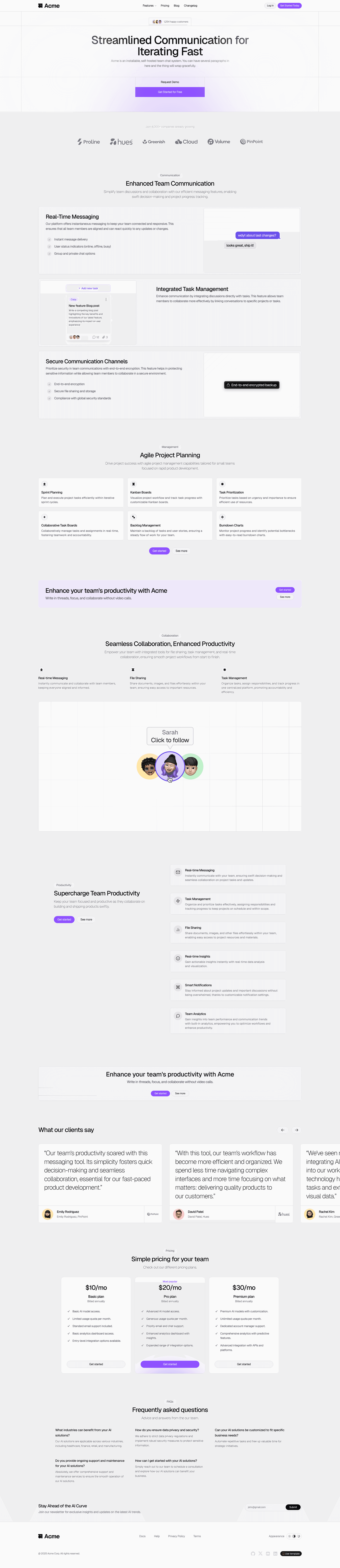 screenshot of BaseHub Marketing Website Template on template0.com
