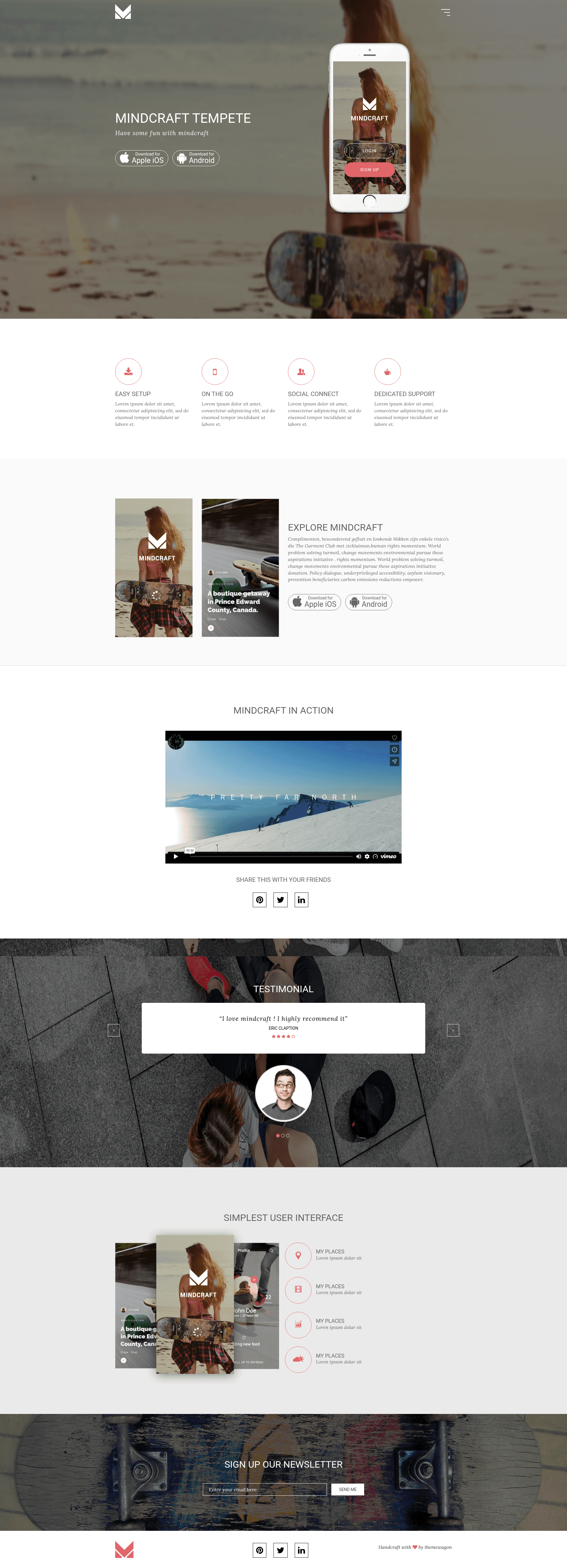 screenshot of Mind Craft - App Landing Bootstrap Template on template0.com
