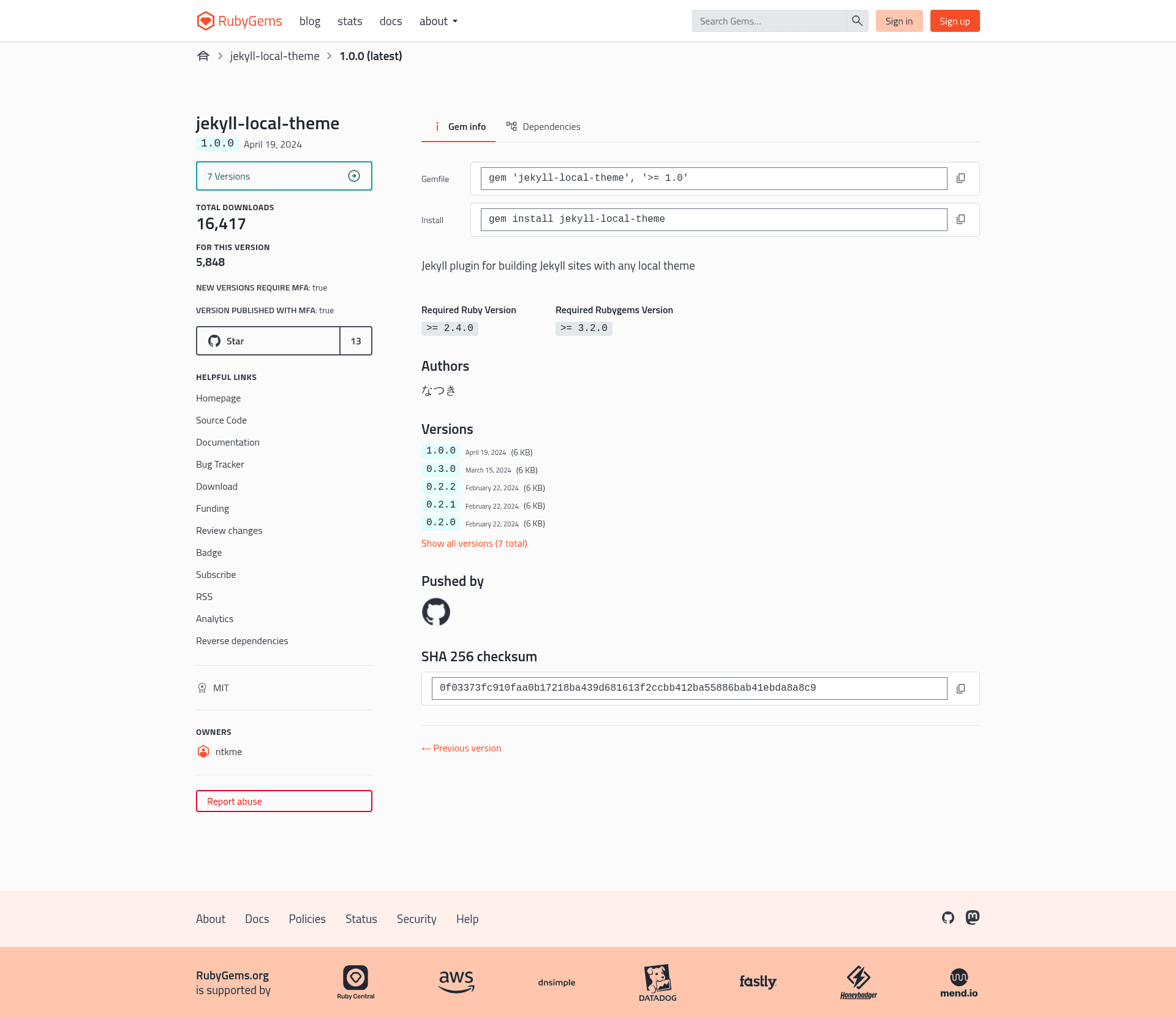 screenshot of Jekyll Local Theme on template0.com