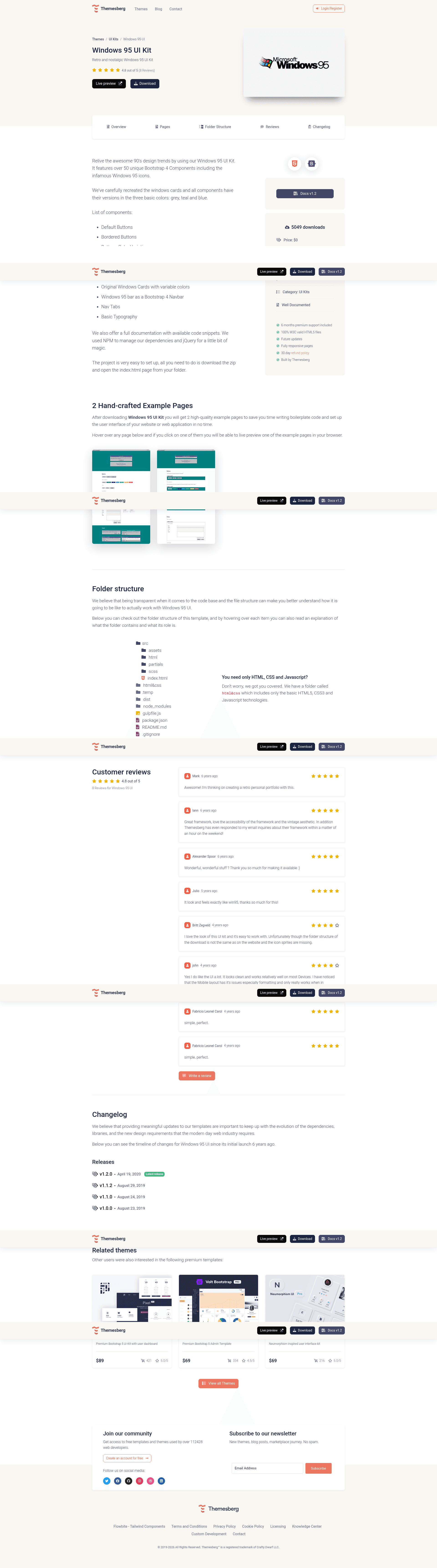 screenshot of Windows 95 UI Kit on template0.com