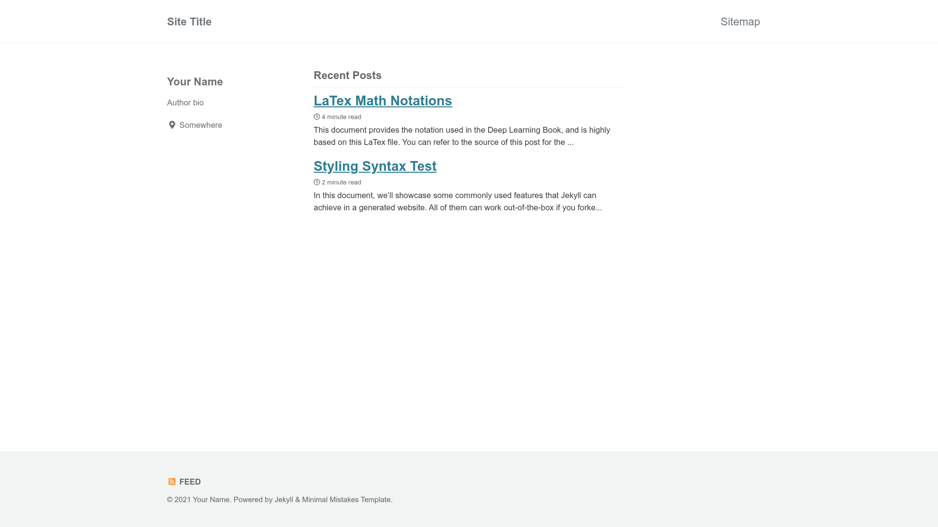 screenshot of Minimal Mistakes Template on template0.com