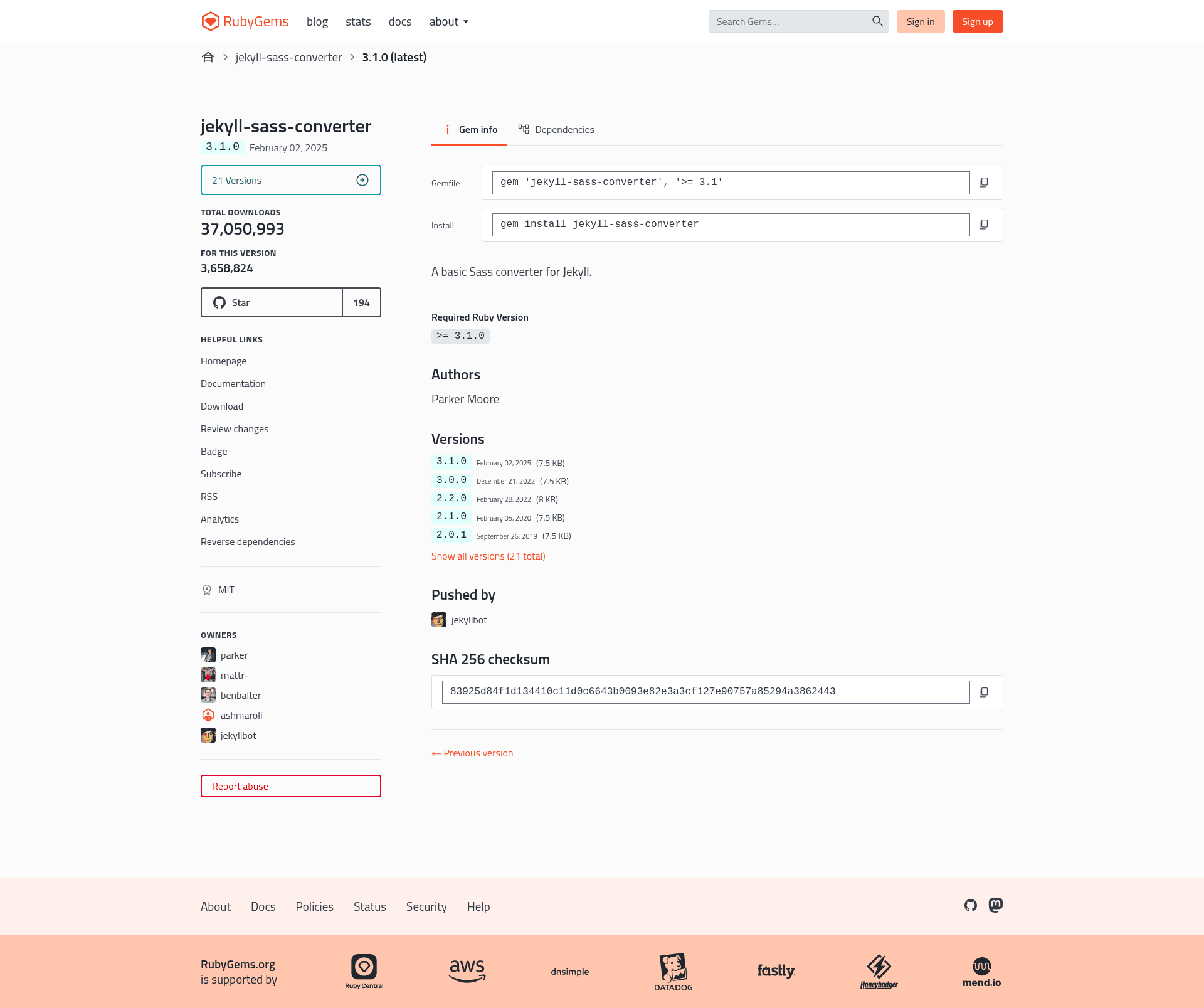 screenshot of Jekyll Sass Converter on template0.com
