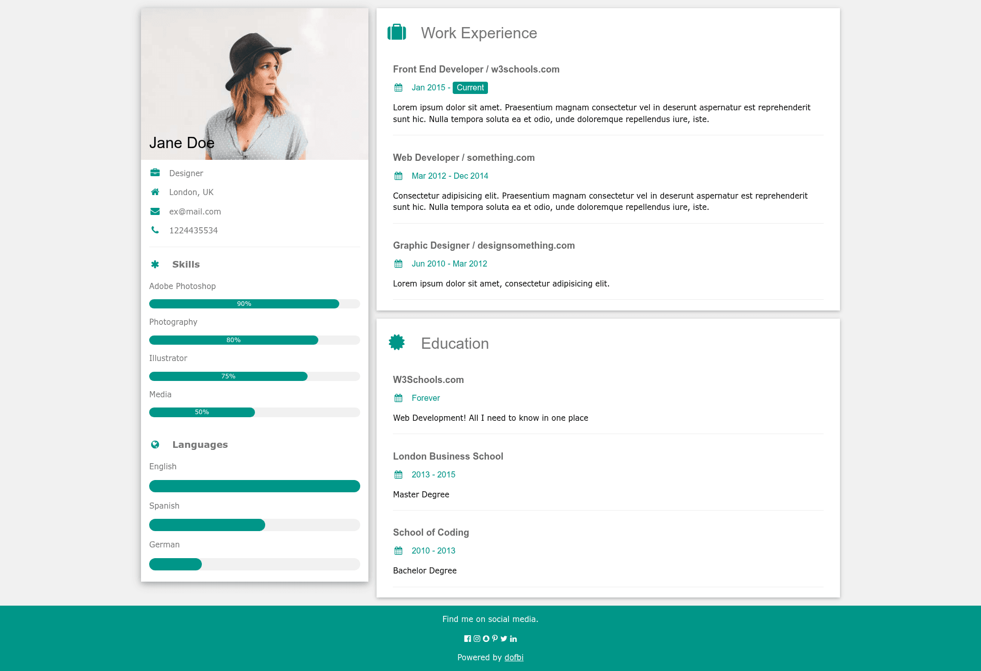 screenshot of Astro CV theme on template0.com