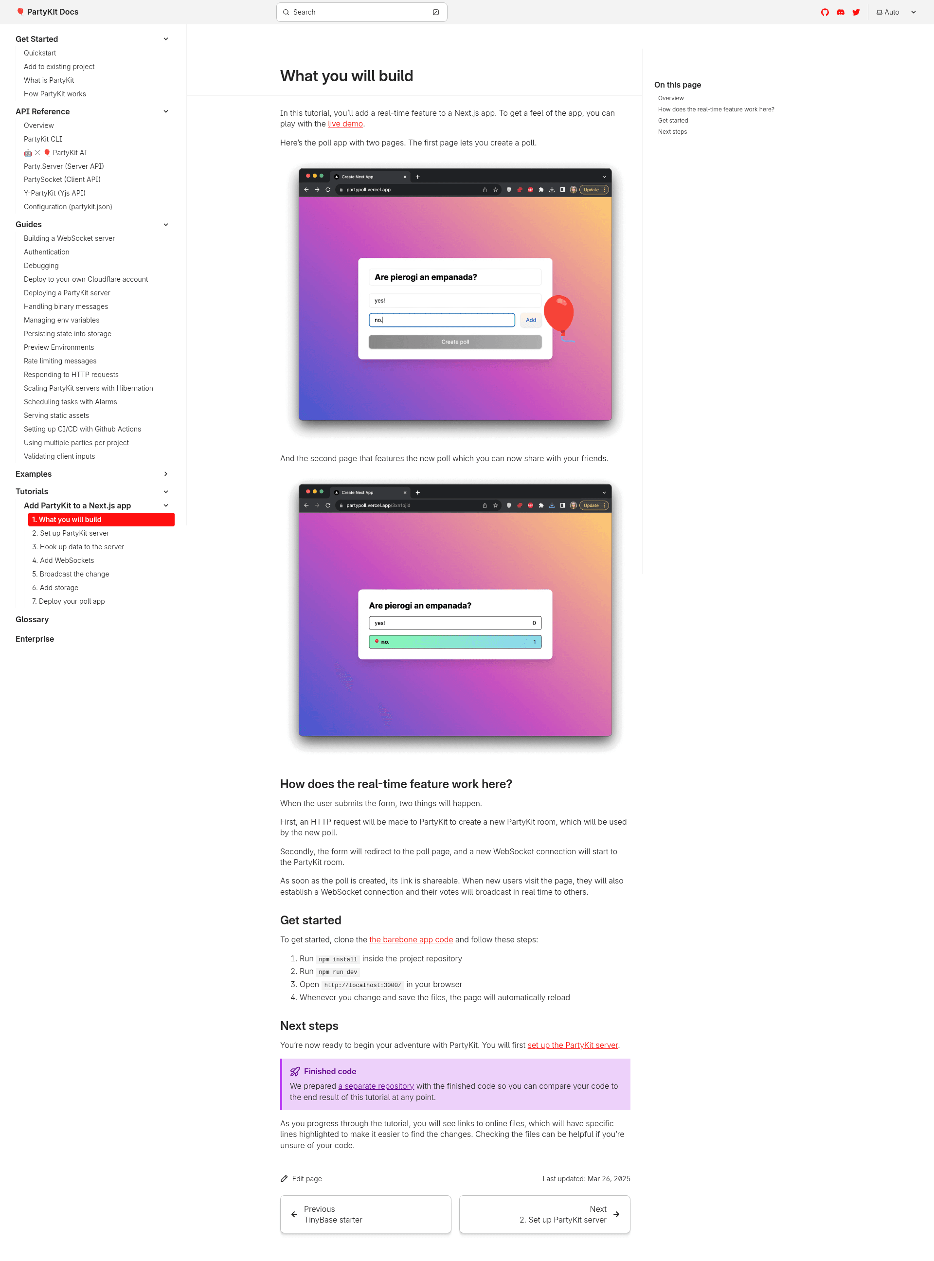 screenshot of PartyPoll Tutorial Starter on template0.com