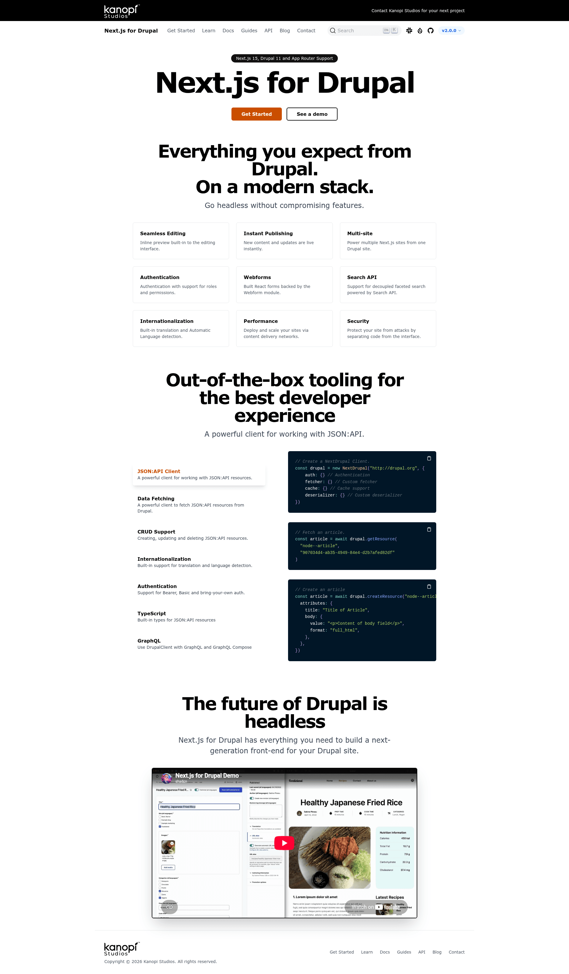 screenshot of Next Drupal Basic Starter on template0.com