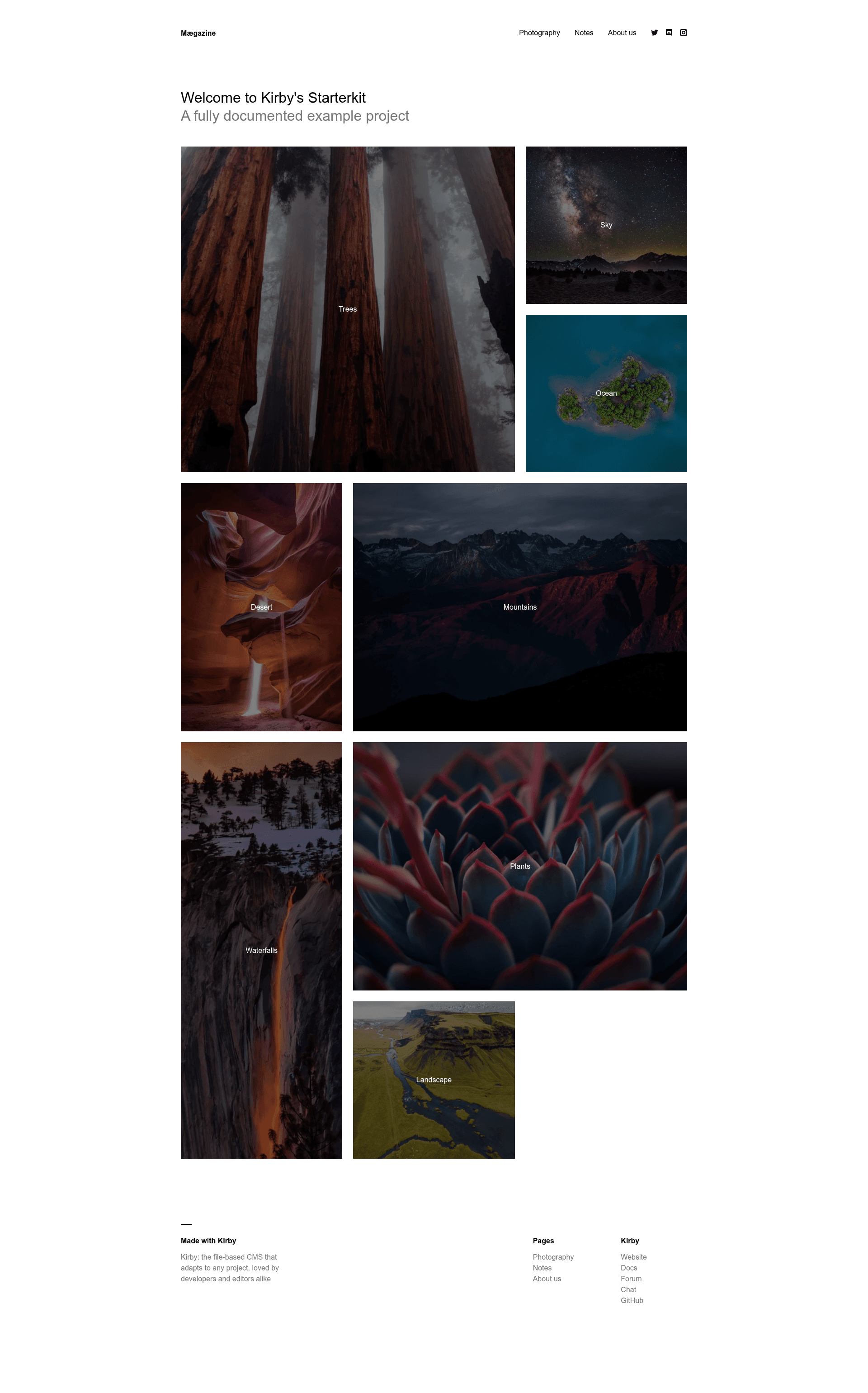screenshot of Kirby Nuxt Starter Kit on template0.com