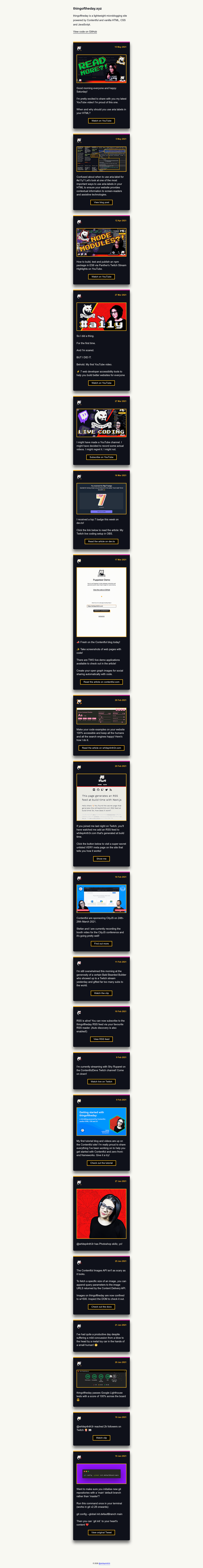 screenshot of thingoftheday on template0.com