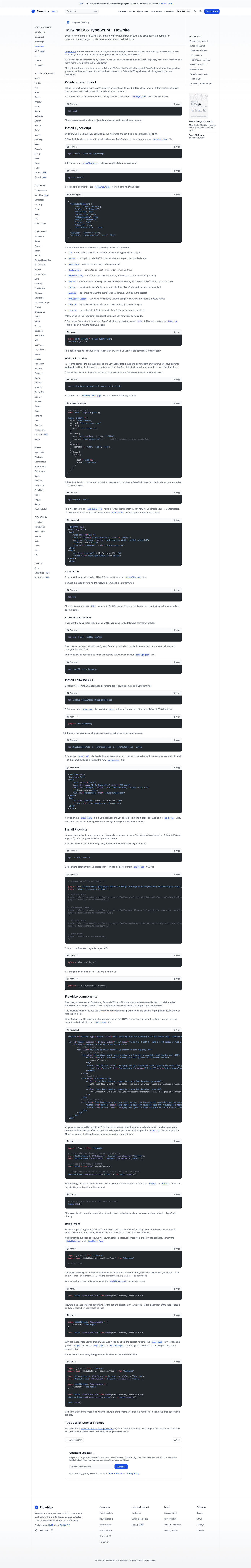 screenshot of Tailwind CSS + TypeScript + Flowbite Starter on template0.com