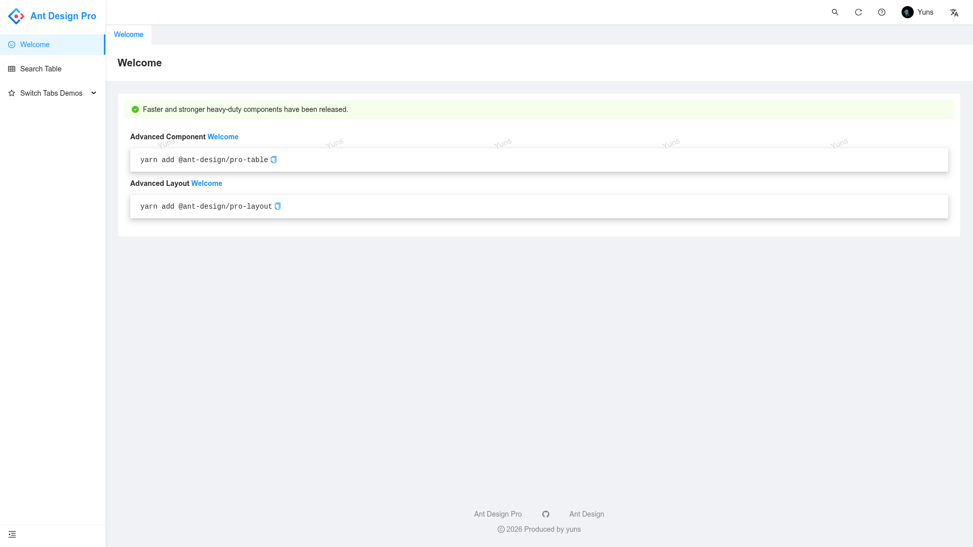 screenshot of Ant Design Pro Plus on template0.com